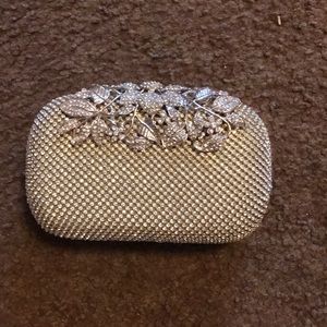 Gold crystal clutch